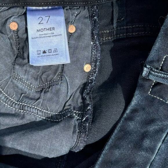 MOTHER Denim High Waisted Looker Ankle Fray Size 27 Wash: Last Call Black - Picture 7 of 11
